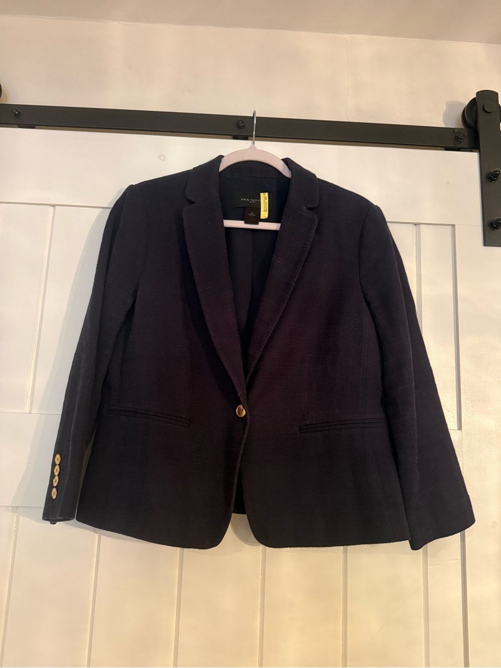 Ann Taylor Factory Black Single-Button Women's Blazer with Gold Buttons